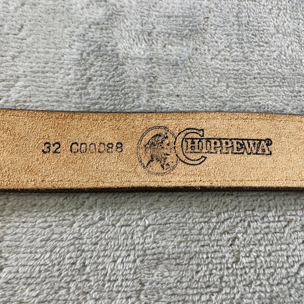 Chippewa Belt Mens 32 Leather Canvas Webbing Brown Olive USA C00088